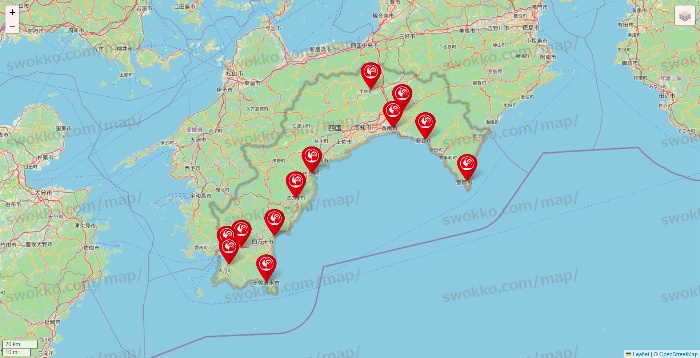 高知県のコメリの店舗地図