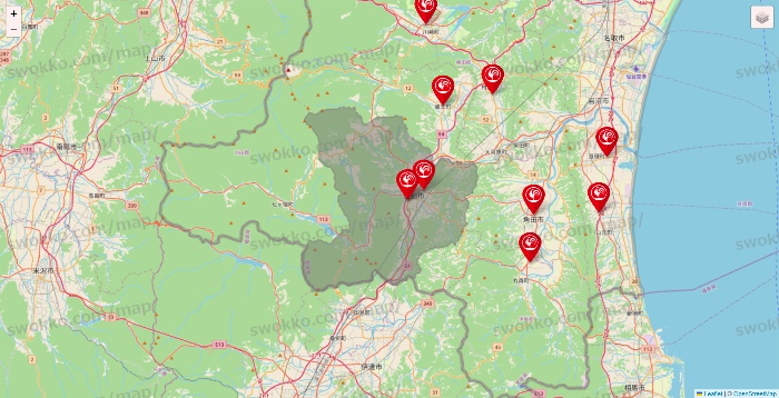 宮城県のコメリの店舗地図