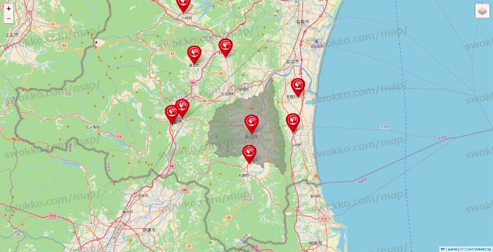 宮城県のコメリの店舗地図