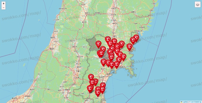 宮城県のコメリの店舗地図