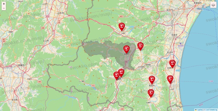 宮城県のコメリの店舗地図