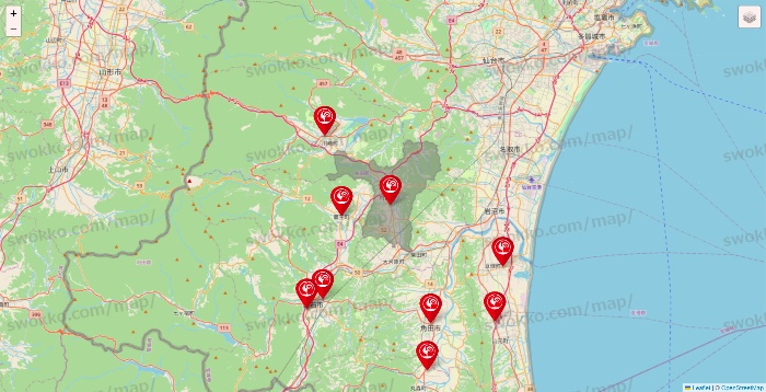 宮城県のコメリの店舗地図