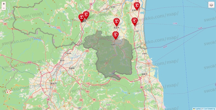 宮城県のコメリの店舗地図