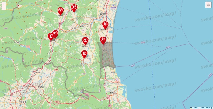 宮城県のコメリの店舗地図