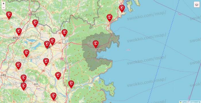 宮城県のコメリの店舗地図
