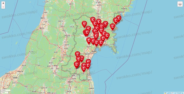 宮城県のコメリの店舗地図