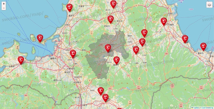福岡県のコメリの店舗地図