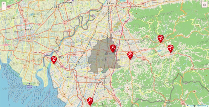福岡県のコメリの店舗地図