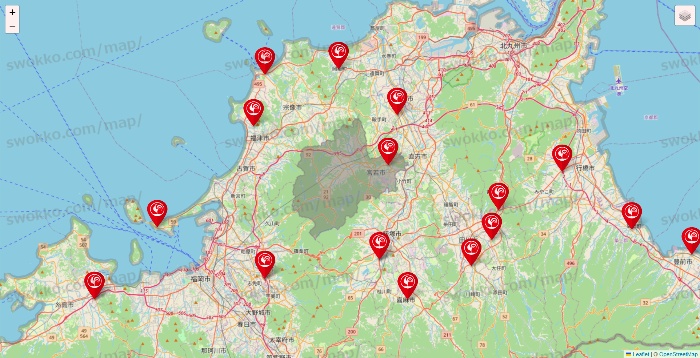 福岡県のコメリの店舗地図