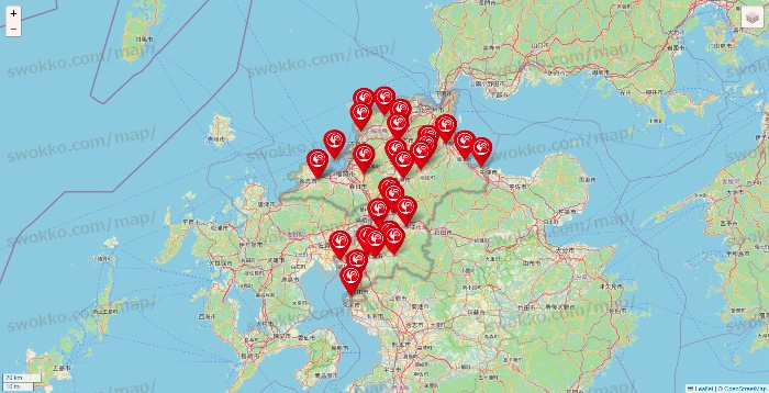 福岡県のコメリの店舗地図