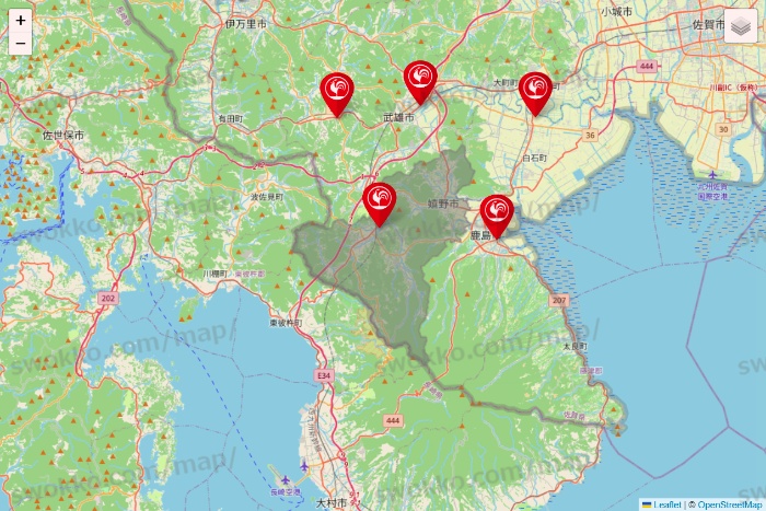 佐賀県のコメリの店舗地図