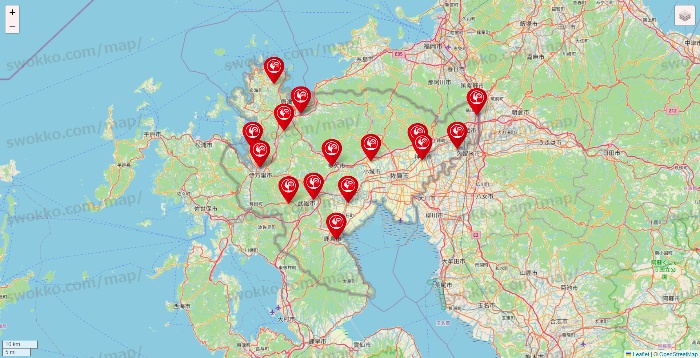 佐賀県のコメリの店舗地図