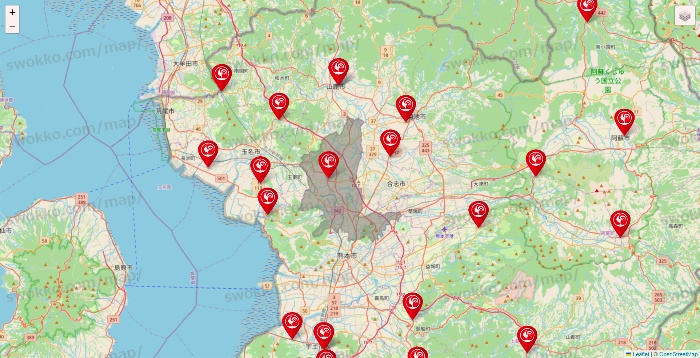 熊本県のコメリの店舗地図