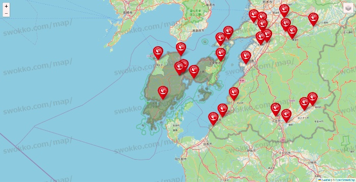 熊本県のコメリの店舗地図