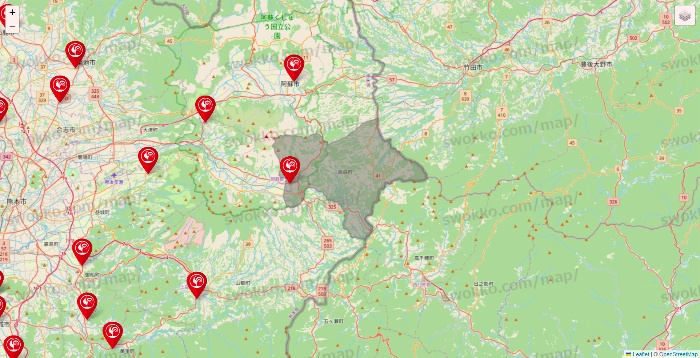 熊本県のコメリの店舗地図