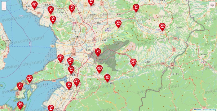 熊本県のコメリの店舗地図