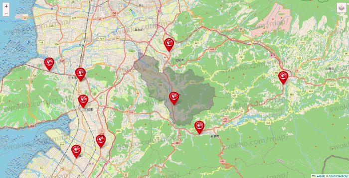 熊本県のコメリの店舗地図