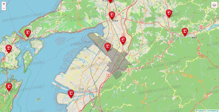 熊本県のコメリの店舗地図