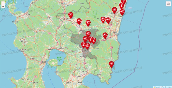 宮崎県のコメリの店舗地図