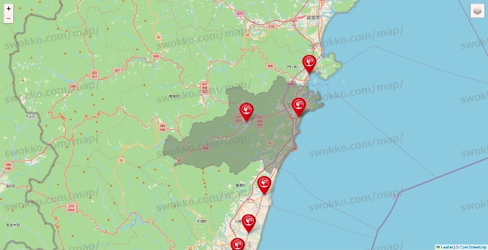 宮崎県のコメリの店舗地図