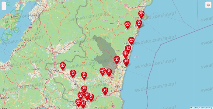 宮崎県のコメリの店舗地図