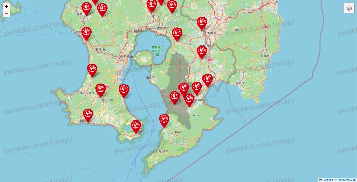 鹿児島県のコメリの店舗地図