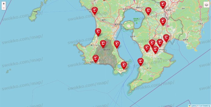 鹿児島県のコメリの店舗地図