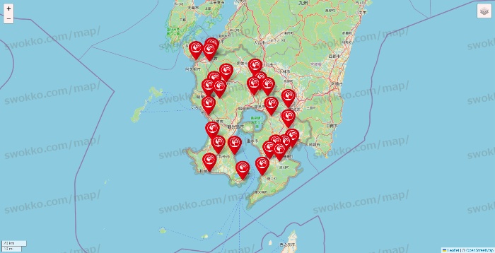 鹿児島県のコメリの店舗地図
