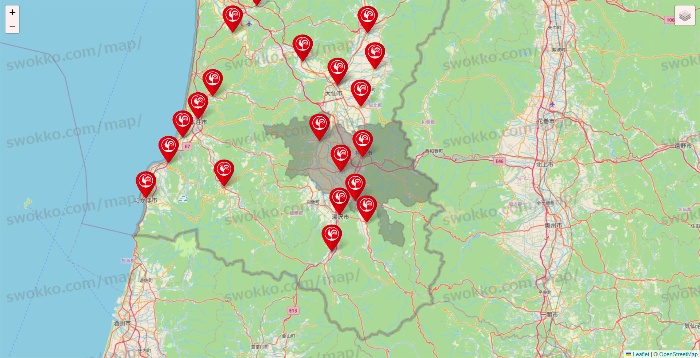秋田県のコメリの店舗地図