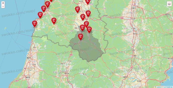 秋田県のコメリの店舗地図
