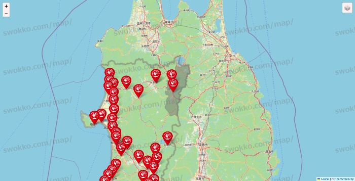 秋田県のコメリの店舗地図