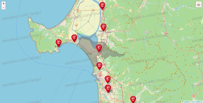 秋田県のコメリの店舗地図