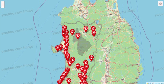 秋田県のコメリの店舗地図