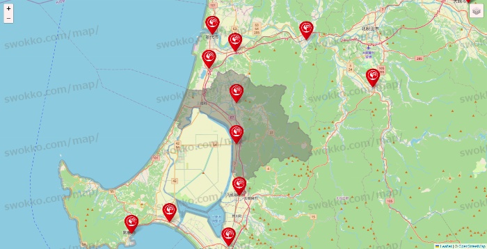 秋田県のコメリの店舗地図
