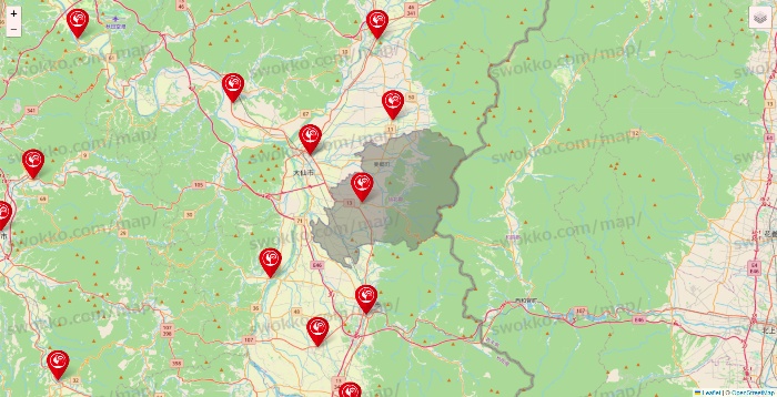 秋田県のコメリの店舗地図