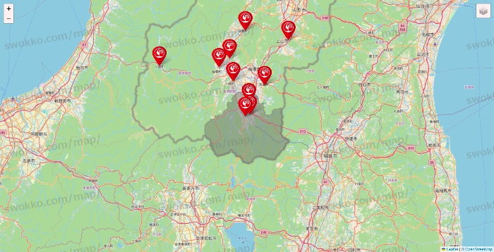 山形県のコメリの店舗地図