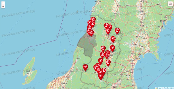 山形県のコメリの店舗地図