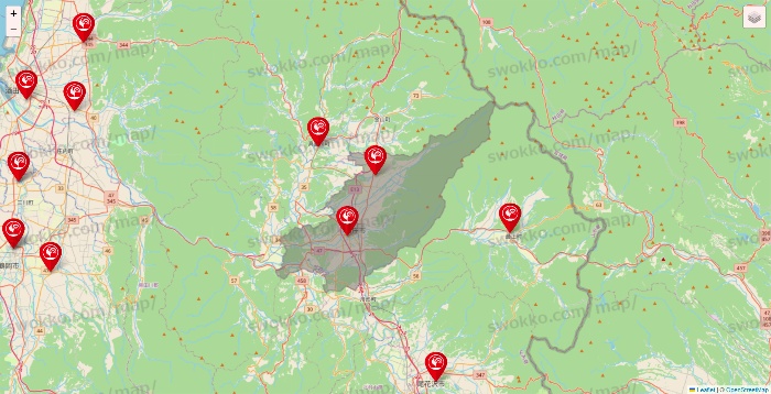 山形県のコメリの店舗地図