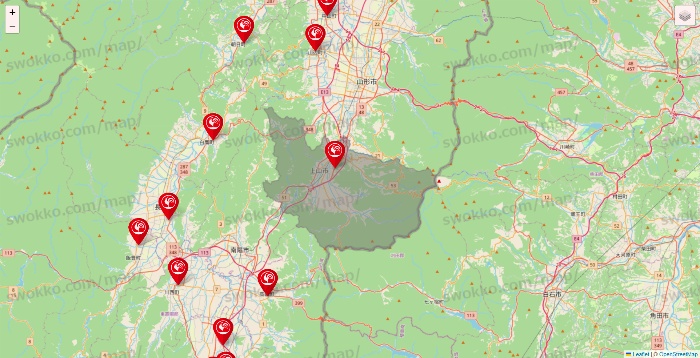 山形県のコメリの店舗地図