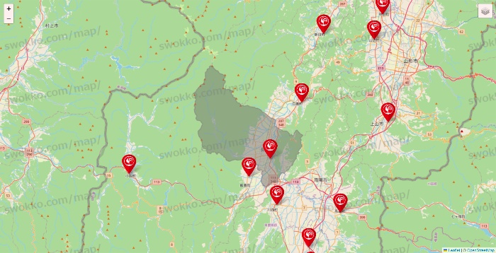 山形県のコメリの店舗地図