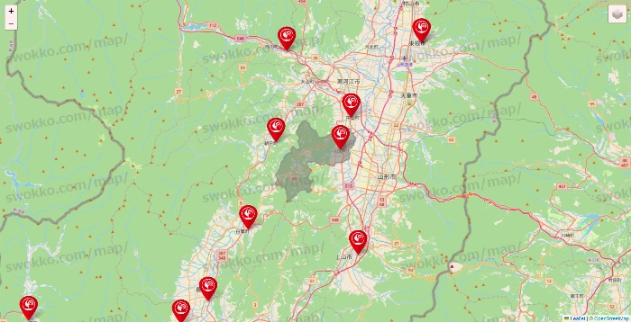 山形県のコメリの店舗地図