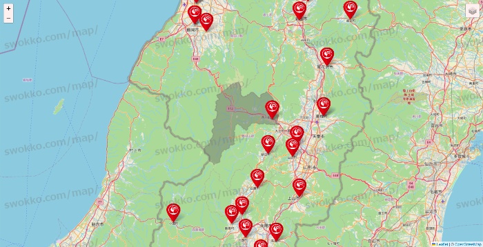 山形県のコメリの店舗地図