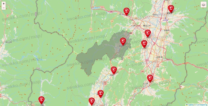 山形県のコメリの店舗地図