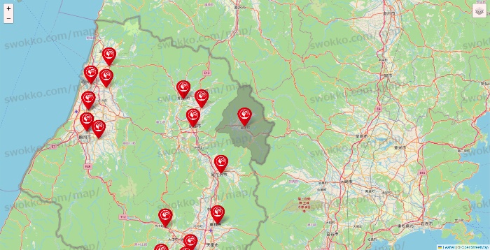 山形県のコメリの店舗地図
