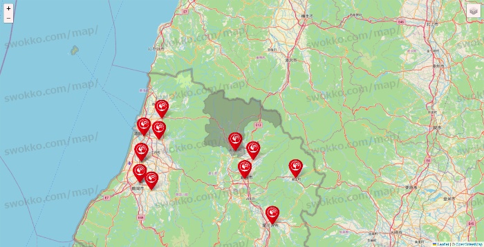 山形県のコメリの店舗地図