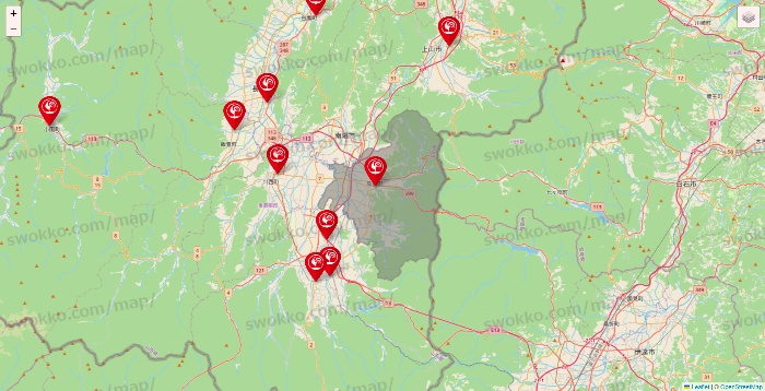 山形県のコメリの店舗地図