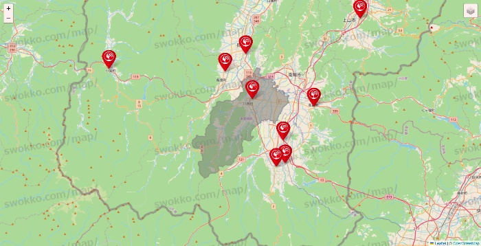 山形県のコメリの店舗地図