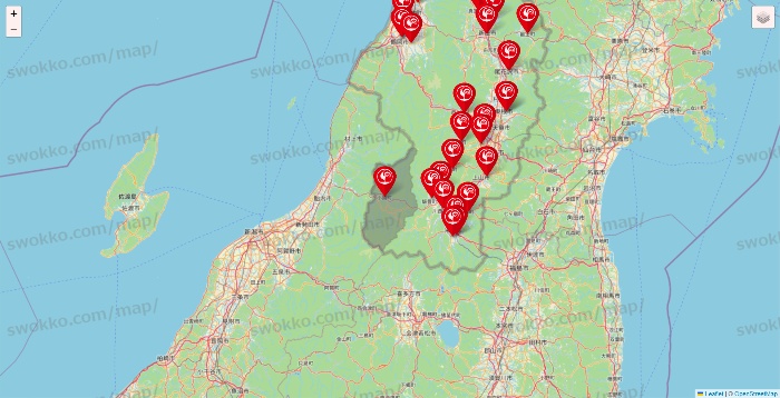 山形県のコメリの店舗地図