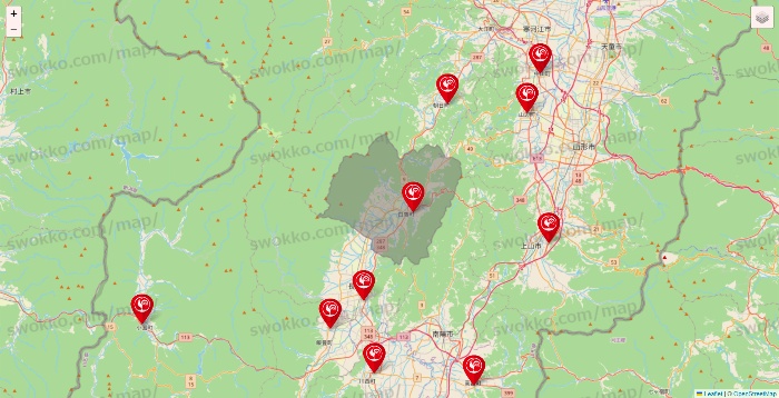 山形県のコメリの店舗地図