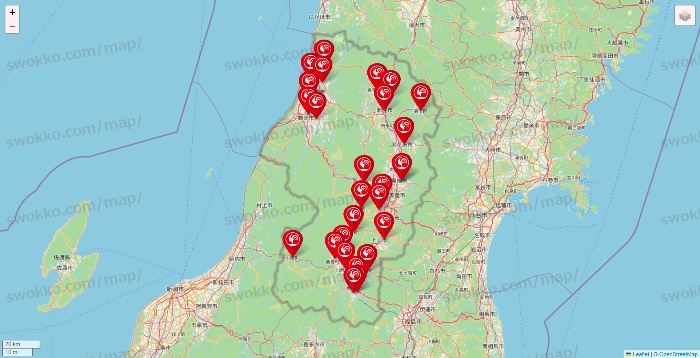 山形県のコメリの店舗地図